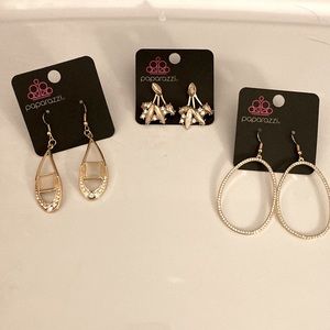 3 pairs of Gold/Rhinestone Earrings